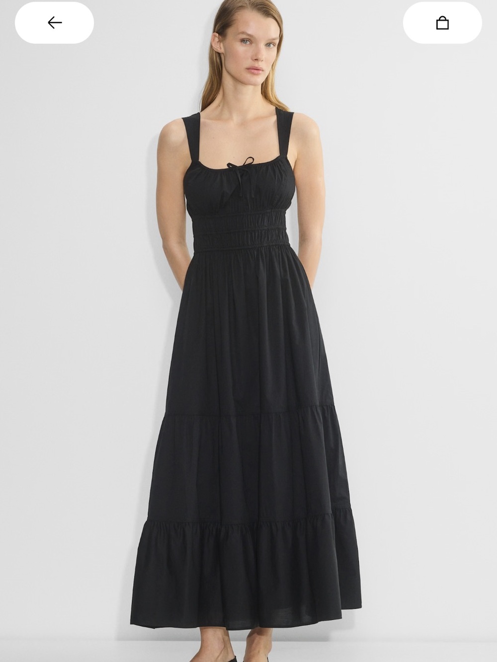 Sunday Best Aritzia Black Smocked Maxi Dress with Thin Straps